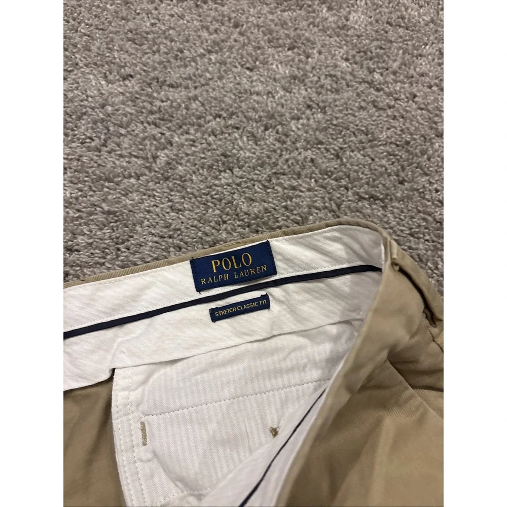 Polo Ralph Lauren Pants Mens 38x32 Chino Beige Stretch Classic Fit Khaki Work